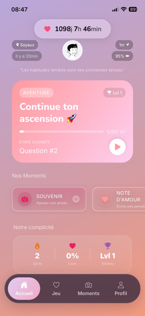 Capture de l'ecran Accueil LovBubble